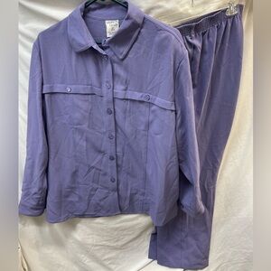 Allison Daley Purple Button-Up Shirt and Pants Set ladies sz 18-20w